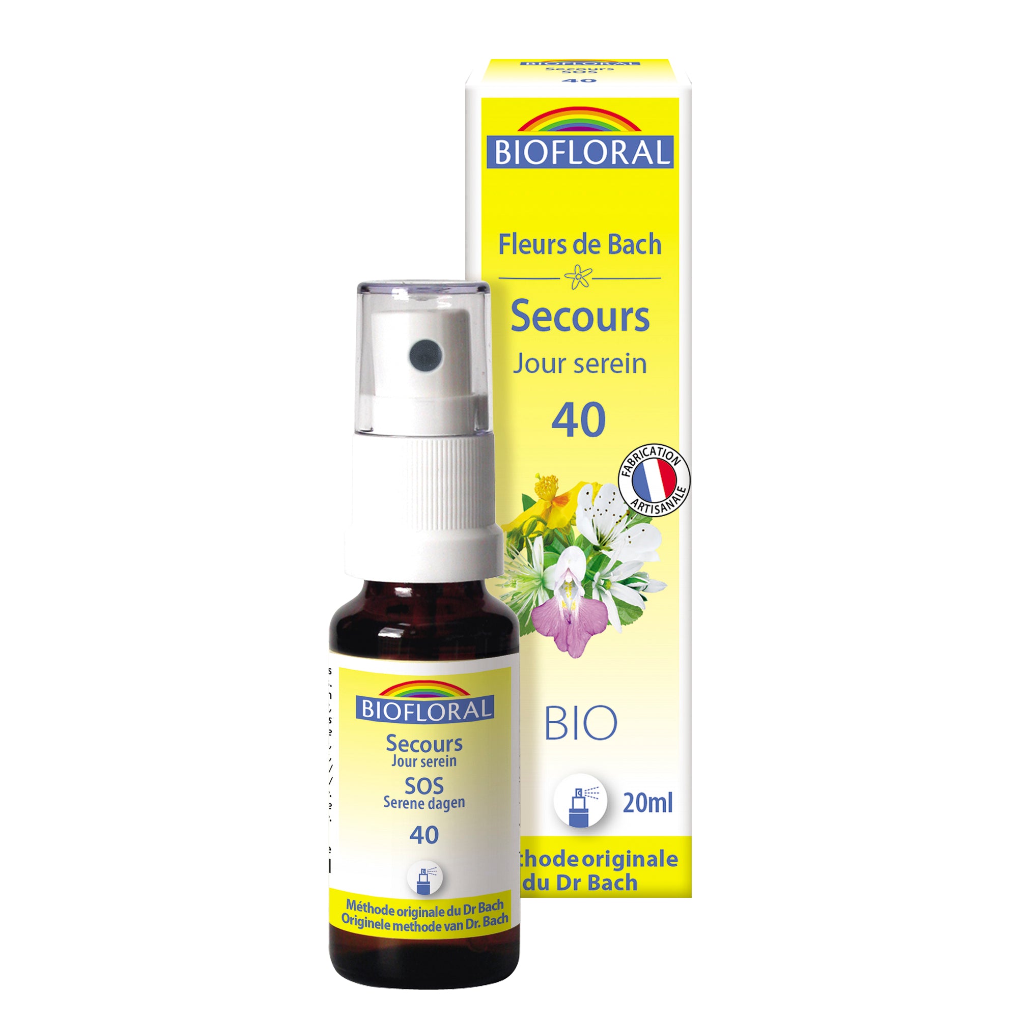 Biofloral Organic Serain Day Rescue Spray 20ml with bach flowers.