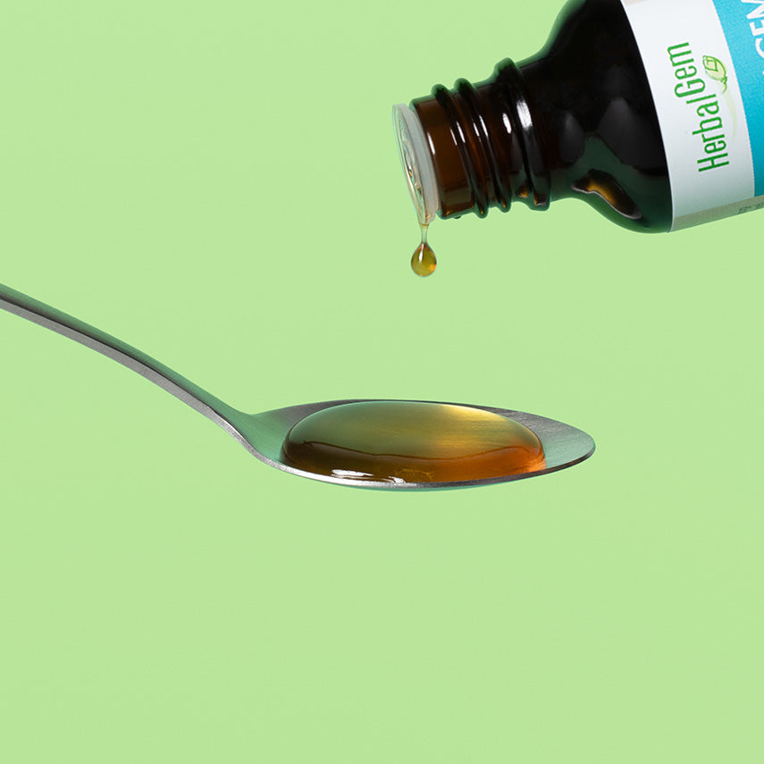 Sirop bien-être Herbalgem, formulation naturelle à base de bourgeons et extraits de plantes.