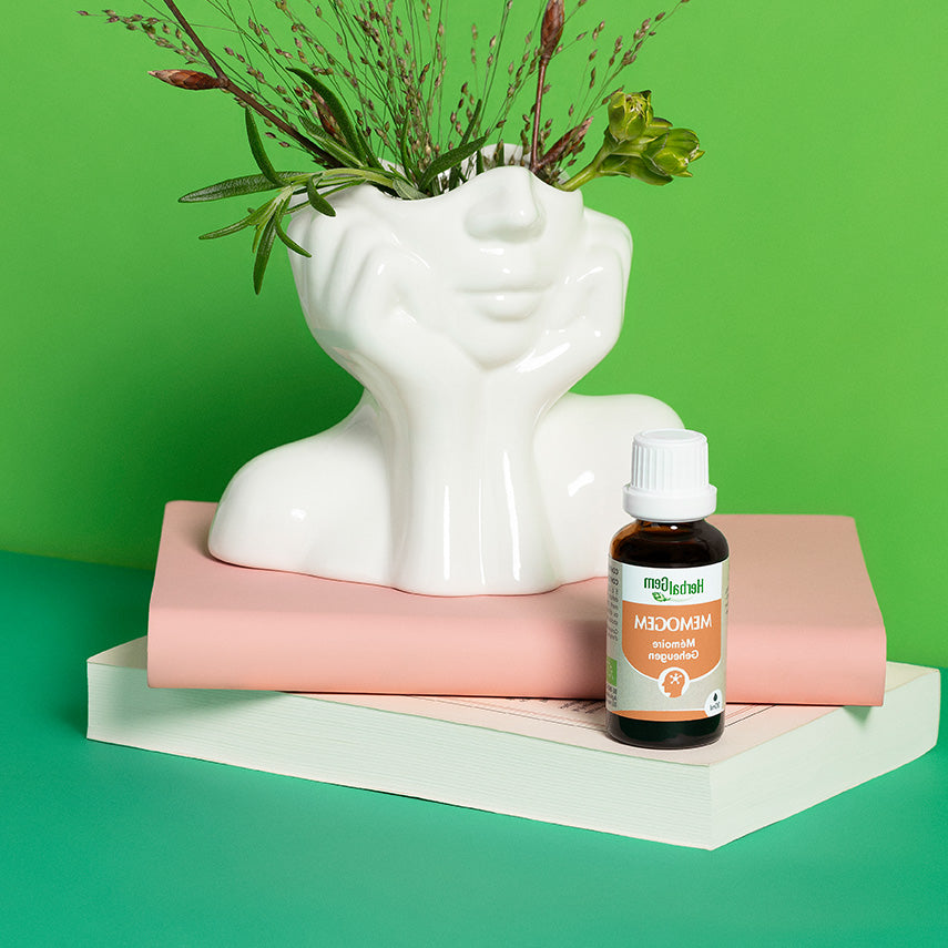 Memogem Herbalgem, concentré naturel de bourgeons favorisant mémoire et concentration.