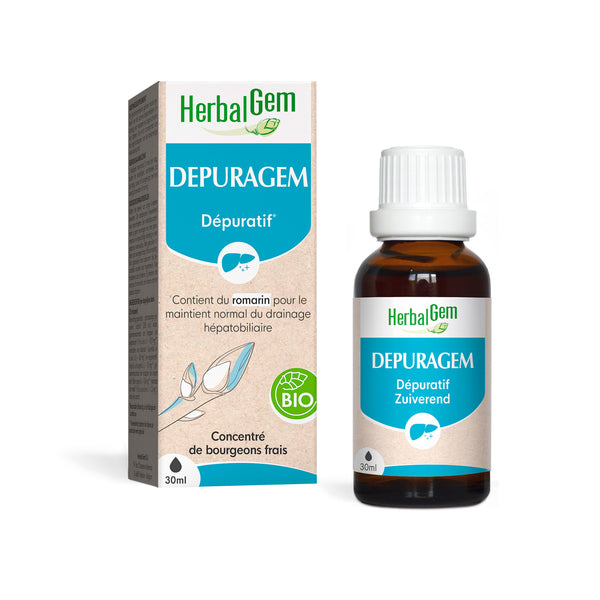 Flacon de Depuragem HerbalGem de 30 ml, de concentré de bourgeons frais, dépuratif.