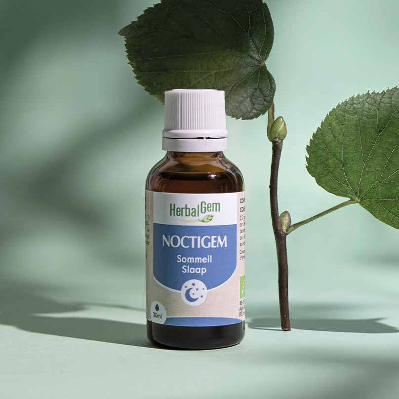 Extrait de bourgeon naturel NOCTIGEM, conçu pour favoriser l’endormissement et améliorer la qualité du sommeil.